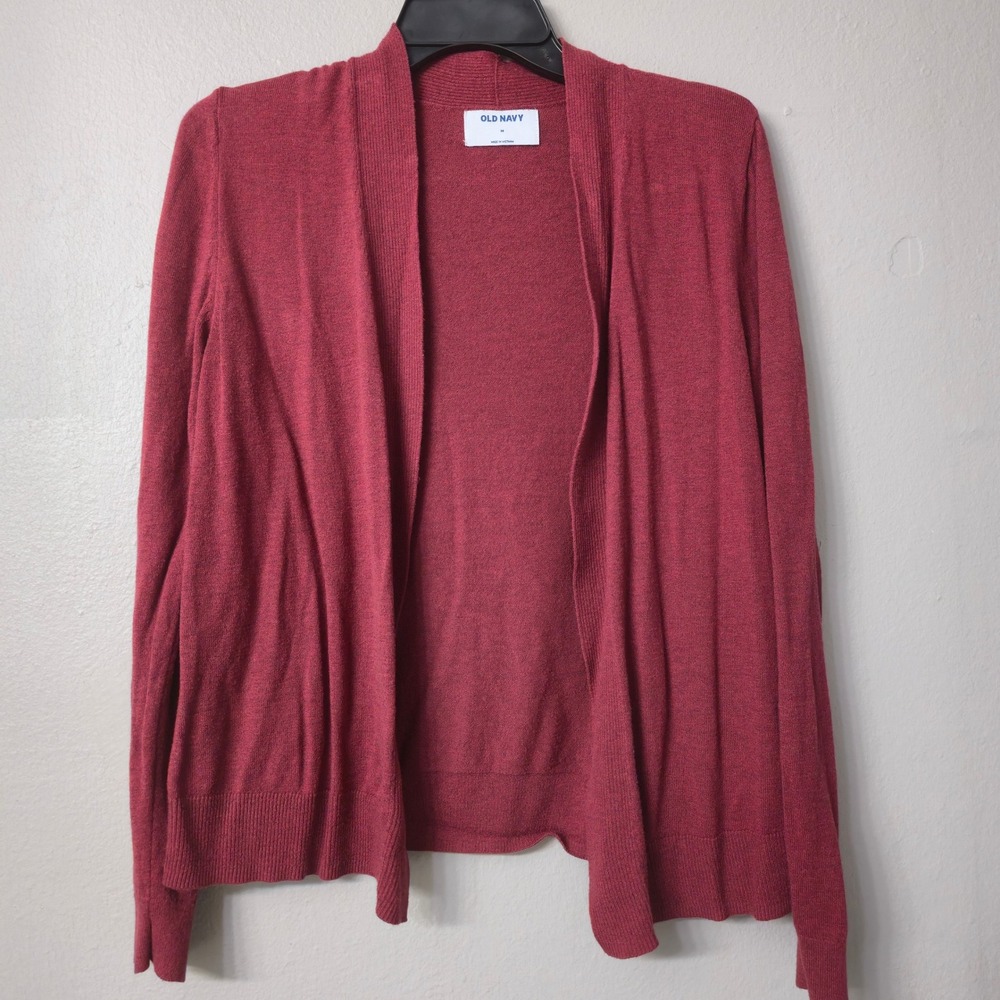 Old Navy Womens Burgundy Open Front Cardigan Sweater Size M Heathered Red